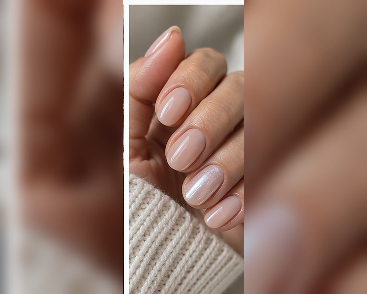 Short almond nail designs with clean neutral and French manicure details