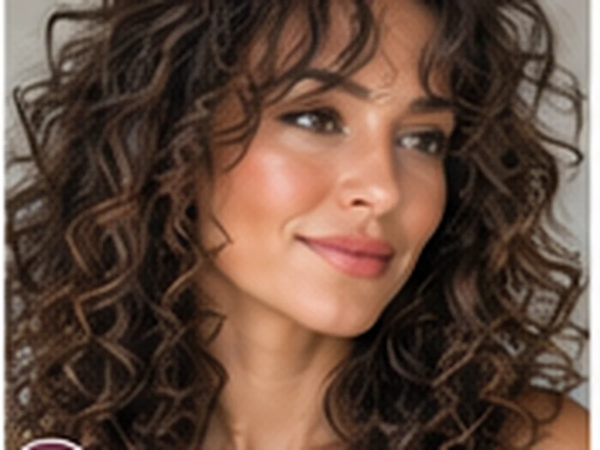 Woman with a defined curly brunette bob and soft rounded shape