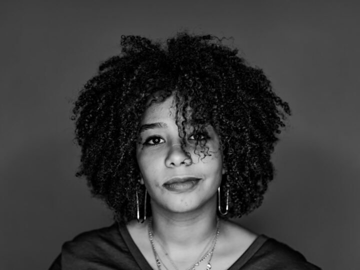 Detailed view of defined curls and natural texture
