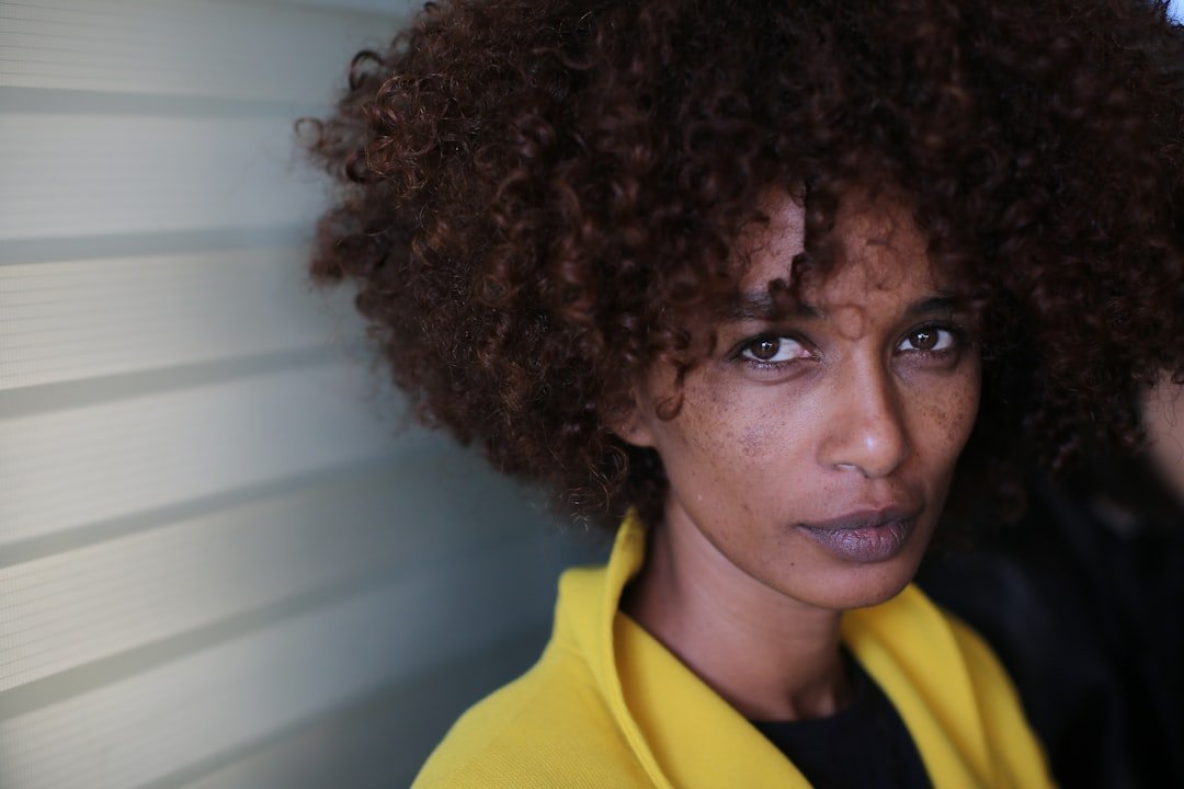 Portrait with curly hair showing natural volume and shape