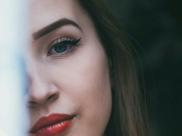 Beauty portrait with softly defined eyes and lips