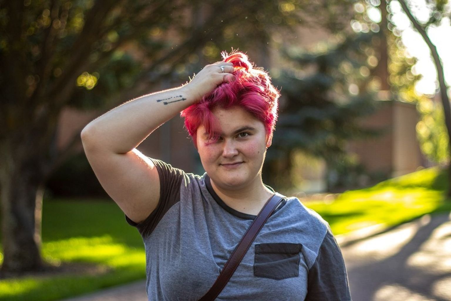 Soft glossy bubblegum-pink hair with a creamy pastel finish